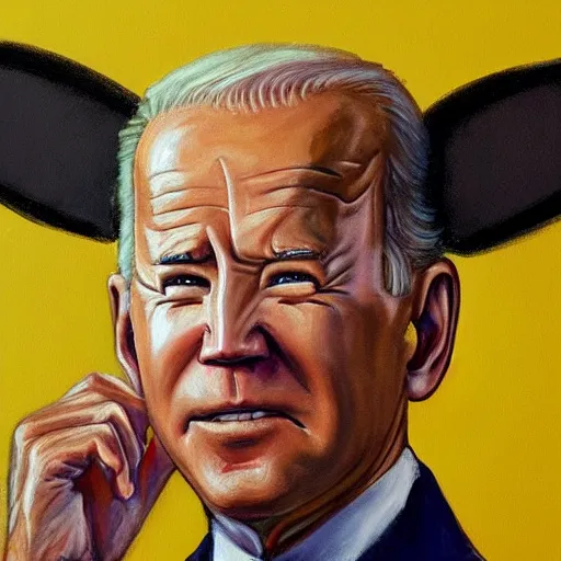 Prompt: a painting of joe biden with devil horns