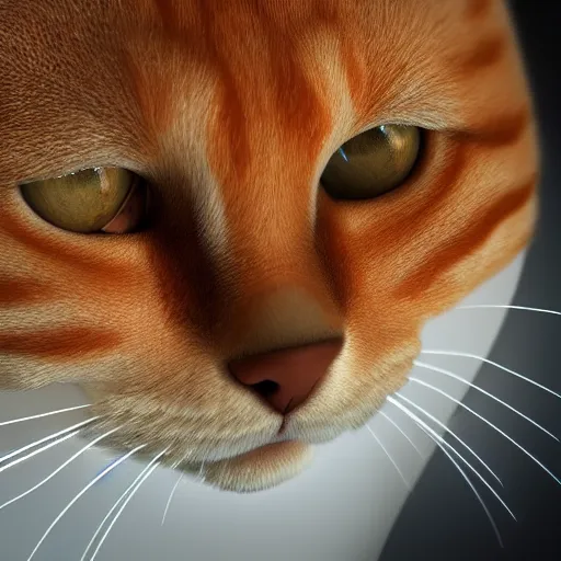 Image similar to an orange tabby cat with a laser collar, artstation, concept art, smooth, sharp focus, illustration, highly detailed, production quality cinema model