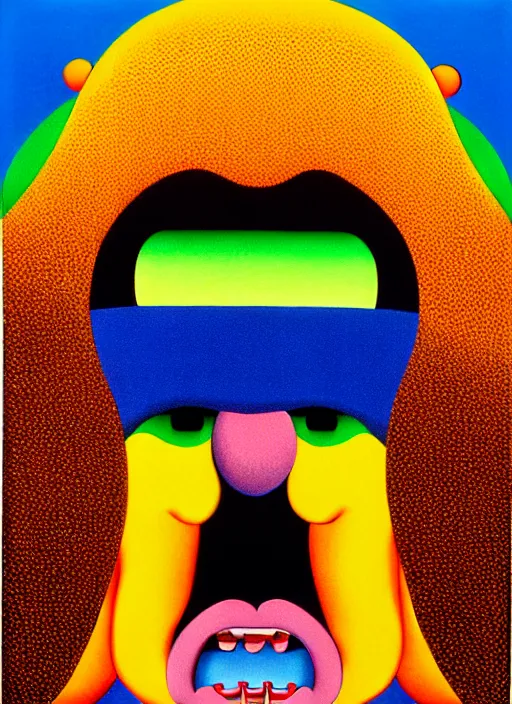 Prompt: men shows his grillz by shusei nagaoka, kaws, david rudnick, airbrush on canvas, pastell colours, cell shaded, 8 k,