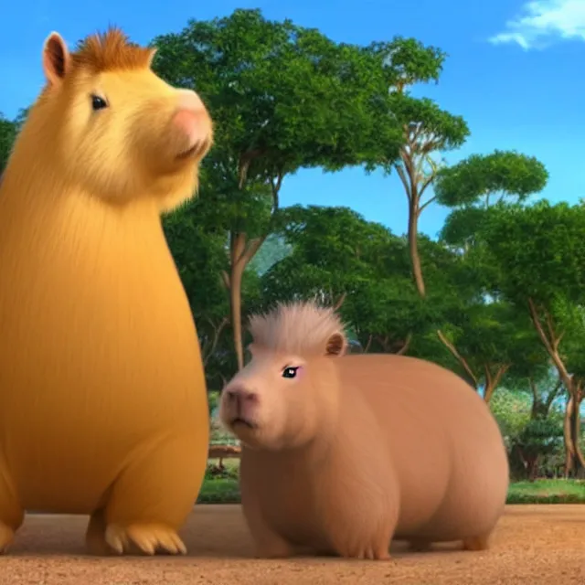 Prompt: original capybaras character in the style of a disney movie