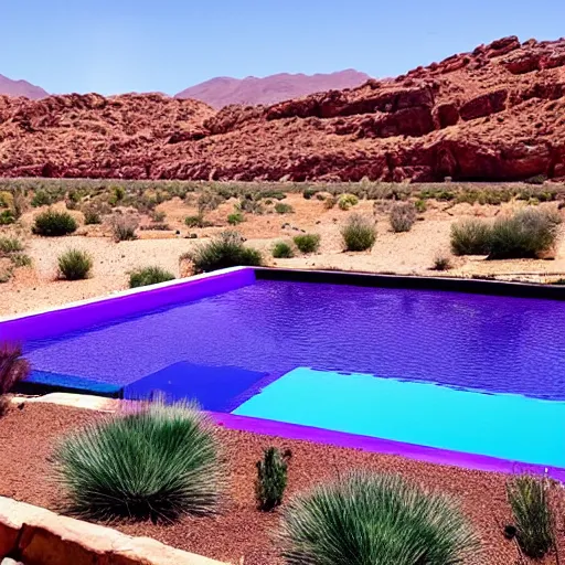 Prompt: purple pool in desert