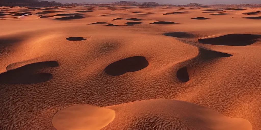 Image similar to a great photograph of the most amazing golf hole in the world, in the sahara desert, ambient light, golf digest, top 1 0 0, fog