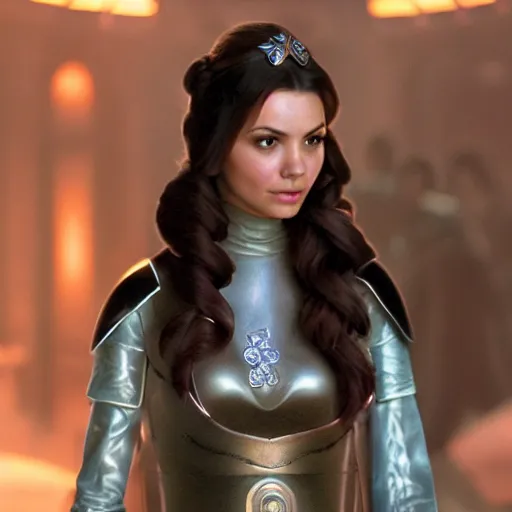 Image similar to victoria justice as princess padme in star wars episode 3, 8 k resolution, cinematic lighting, anatomically correct