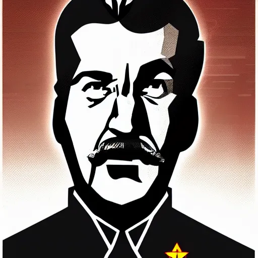 Image similar to cyberpunk joseph stalin as the leader of a futuristic communist society, cybernetics, sharp lines, digital, artstation, colored in