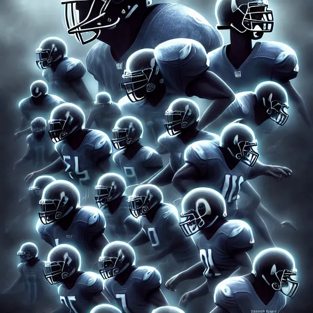 Prompt: epic professional digital art of an American football team of terrifying grey aliens, best on artstation, cgsociety, wlop, cinematic, breathtaking, epic, stunning, gorgeous, much detail, much wow, masterpiece