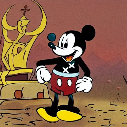 Image similar to mickey mouse being given a viking funeral