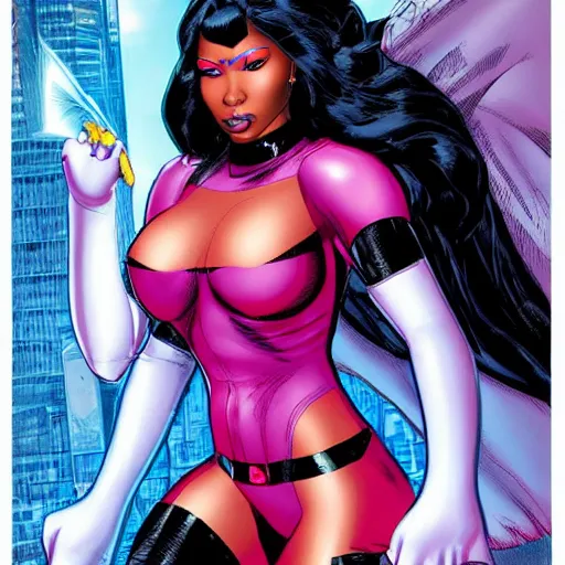 Image similar to nicki minaj as an x - men character, comic book cover, highly detailed