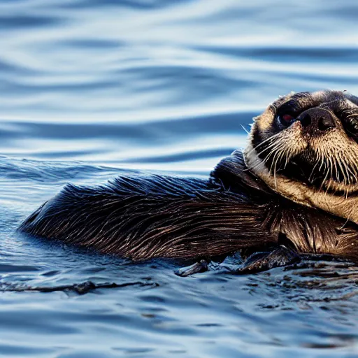 Prompt: an sea-otter that looks like a pug, national geographic photography