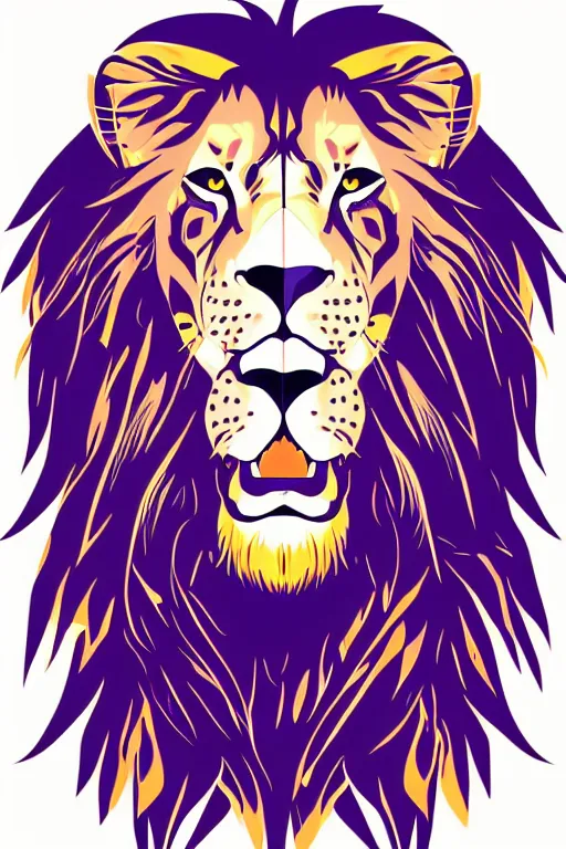 Image similar to Portrait of a lion, anime, sticker, colorful, illustration, highly detailed, simple, smooth and clean vector curves, no jagged lines, vector art, smooth