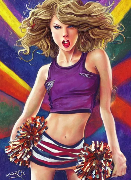 Prompt: fear street book cover of taylor swift cheerleader by mark garro