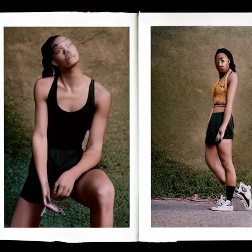 Image similar to realistic photoshoot for a new nike lookbook, color film photography, portrait of a beautiful person, in style of Campbell Addy, 35mm, graflex