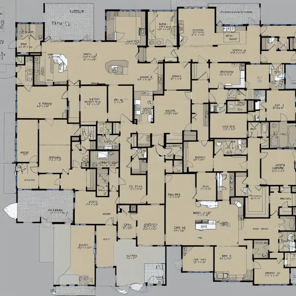 Prompt: an ordinary floor plan of a house with each room clearly labeled