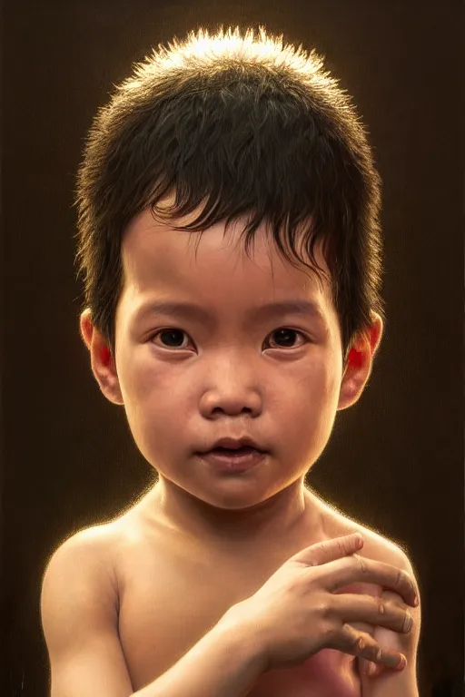 Prompt: painting of erasorheads baby, ultra realistic, sharp details, subsurface scattering, intricate details, warm lighting, beautiful features, highly detailed, photorealistic, octane render, 8 k, unreal engine, art by artgerm and greg rutkowski and alphonse mucha