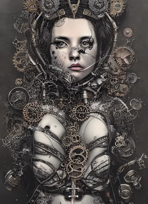 Image similar to Steampunk goddess painting by Dan Hillier, trending on artstation, artstationHD, artstationHQ, 4k, 8k