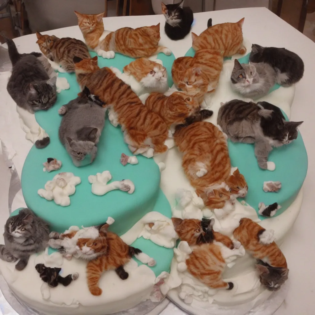 Prompt: cake made out of cats