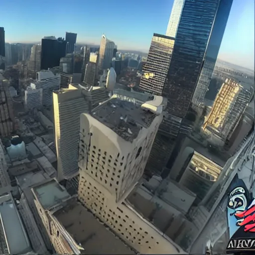 Image similar to first person perspective pov of parkour at high buildings