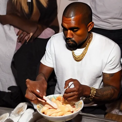 Image similar to Kanye West eating cebiche