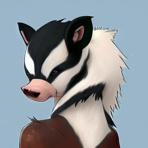 Prompt: a transhuman skunk fursona, highly detailed, by kawacy, trending on artstation, furry art