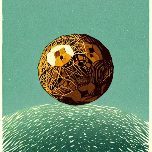 Image similar to illustration of football ball, by, da vinci and victo ngai