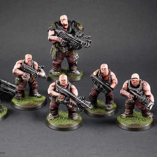 Image similar to gears of war characters as warhammer tabletop figurines t