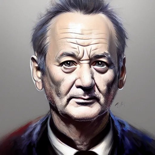 Image similar to close up portrait of bill murray as batman, dramatic light, painted by stanley lau, painted by greg rutkowski, painted by stanley artgerm, digital art, trending on artstation