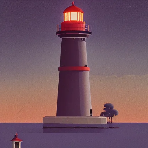 Prompt: lighthouse by simon stalenhag