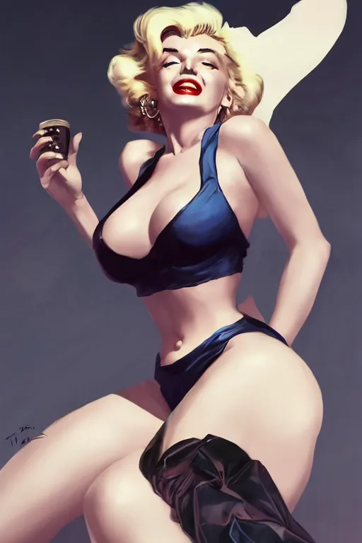 Image similar to a Marilyn Monroe spinoff designed by Hyung tae Kim concept art on a render by the artist Hyung tae Kim , Jiyun Chae, Joe Madureira, trending on Artstation Hyung tae Kim, artbook, Stanley Artgerm Lau, WLOP, Rossdraws