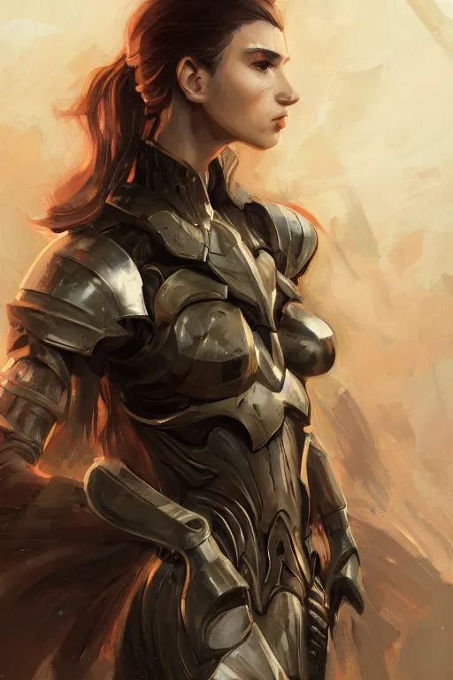 Image similar to a portrait of an attractive young woman, clothed in battle armor, olive skin, long dark hair, beautiful bone structure, symmetrical facial features, intricate, elegant, highly detailed, digital painting, trending on Artstation, concept art, smooth, sharp focus, illustration, from Metal Gear by Ruan Jia and Mandy Jurgens and Artgerm and greg rutkowski and william-adolphe bouguerea, award winning