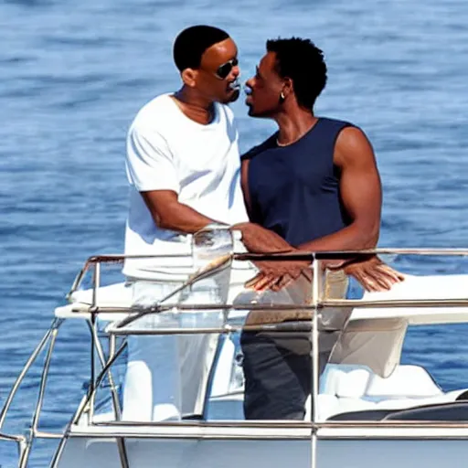 Image similar to will smith & chris rock in love on a yacht