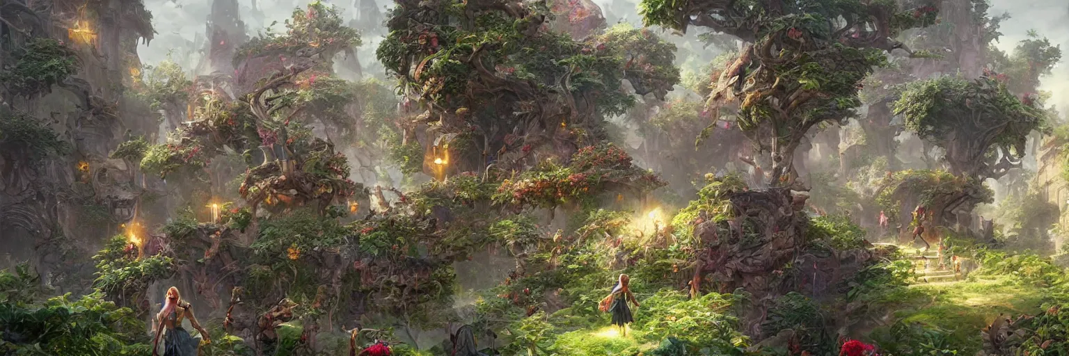 Image similar to The Legendary Garden with gaming controllers growing in it, D&D, fantasy, portrait, highly detailed, digital painting, trending on artstation, concept art, sharp focus, illustration, art by artgerm and greg rutkowski and magali villeneuve