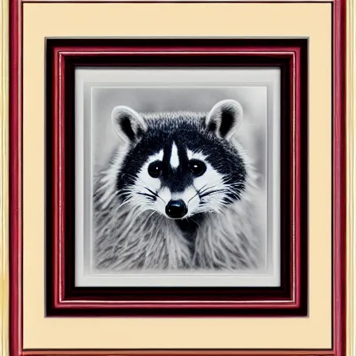 Prompt: framed picture from a majesty raccoon