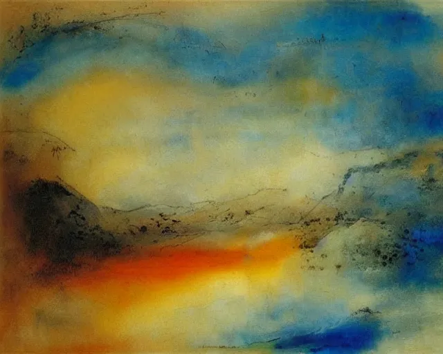 Prompt: landscape painting Zao Wou-ki