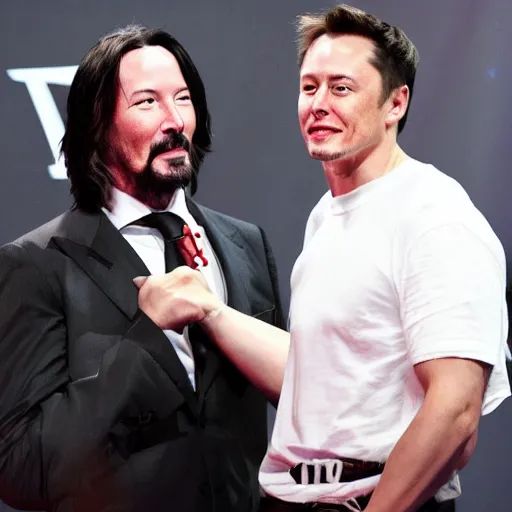 Image similar to Keanu reeves fights elon musk boxing