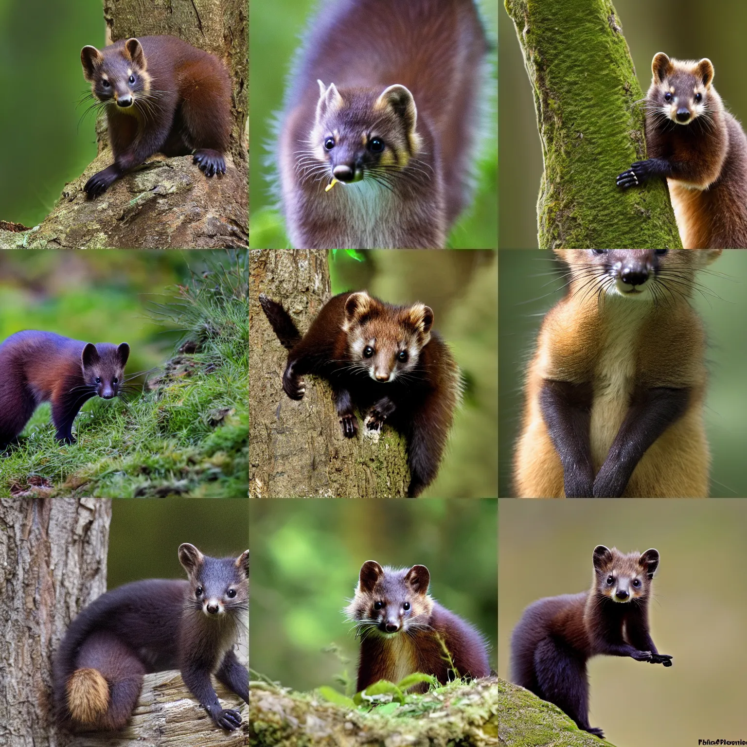 Prompt: nature photo of a pine marten