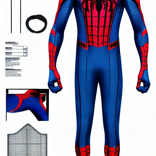 Prompt: spiderman homecoming suit blueprints!!