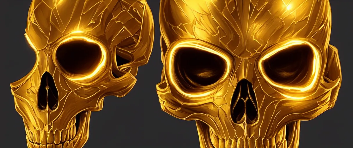 Image similar to symmetry!! portrait of a golden! skull trooper from fortnite, intricate, elegant, highly detailed, digital painting, artstation, concept art, smooth, sharp focus, illustration, art by artgerm and greg rutkowski and murakami