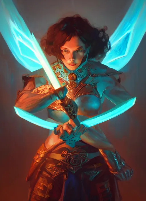 Image similar to Battleaxe glowing emanating teal energy, dungeons and dragons portrait, highly detailed, digital painting, artstation, concept art, sharp focus, illustration, art by artgerm and greg rutkowski and alphonse mucha, Unreal Engine, 8k, HD