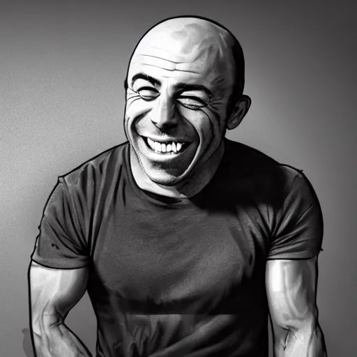 Image similar to Joe Rogan laughing, single subject, portrait, intricate, highly detailed, concept art, smooth, sharp focus