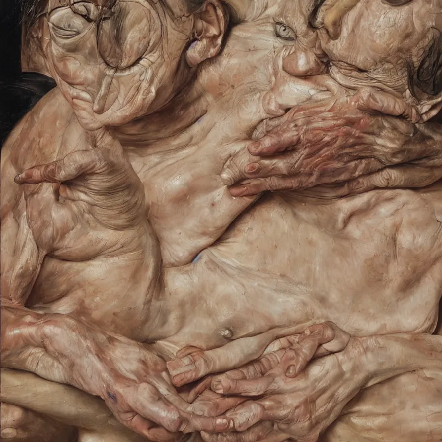 Prompt: high quality high detail painting by lucian freud and jenny saville, hd, anonymous subject, mangenta and brown