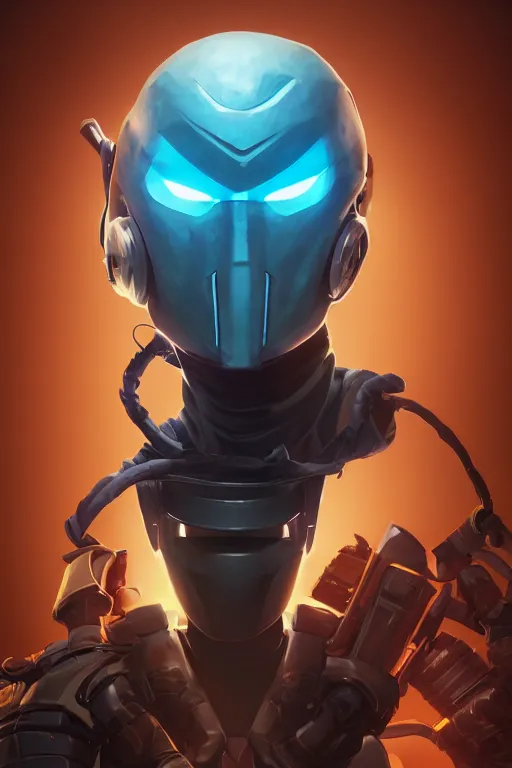 Image similar to epic mask helmet robot ninja portrait stylized as fornite style game design fanart by concept artist gervasio canda, behance hd by jesper ejsing, by rhads, makoto shinkai and lois van baarle, ilya kuvshinov, rossdraws global illumination radiating a glowing aura global illumination ray tracing hdr render in unreal engine 5