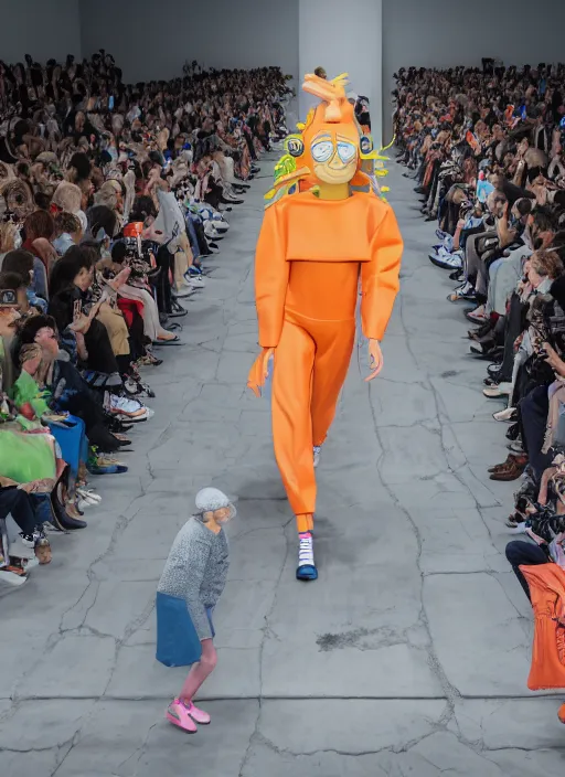 Image similar to hyperrealistic and heavy detailed balenciaga runway show of rick and morty , Leica SL2 50mm, vivid color, high quality, high textured