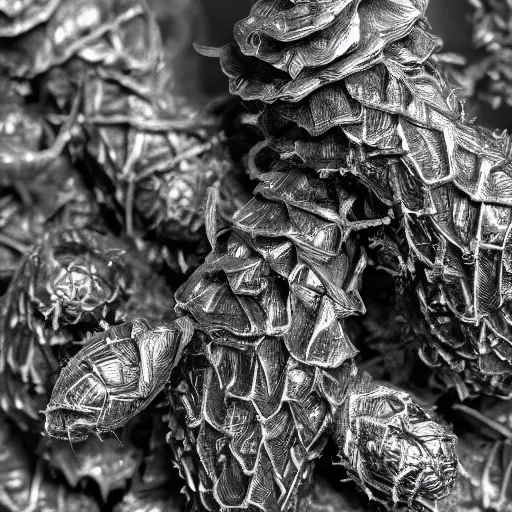 Image similar to hop cone juice, new england ipa, highly detailed silver nitrate photo, light gold accents, smoky bar, black and white, surreal, intricate complexity, horror, trending on art station, photoreal, 8 k, octane render