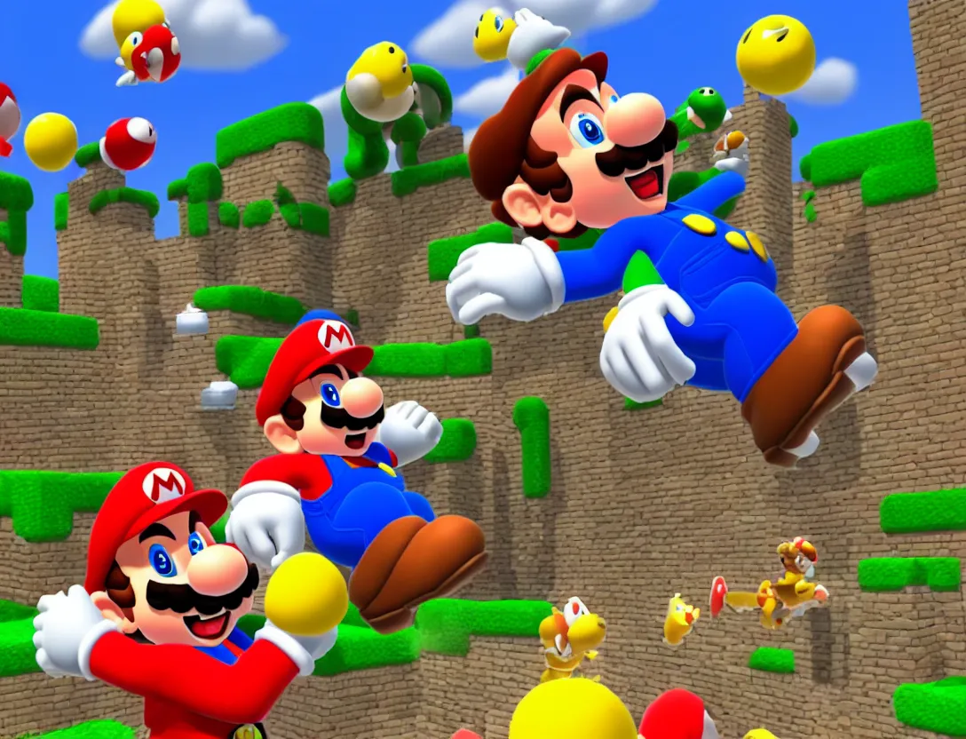 Prompt: Super Mario 64 on ps5 new graphics