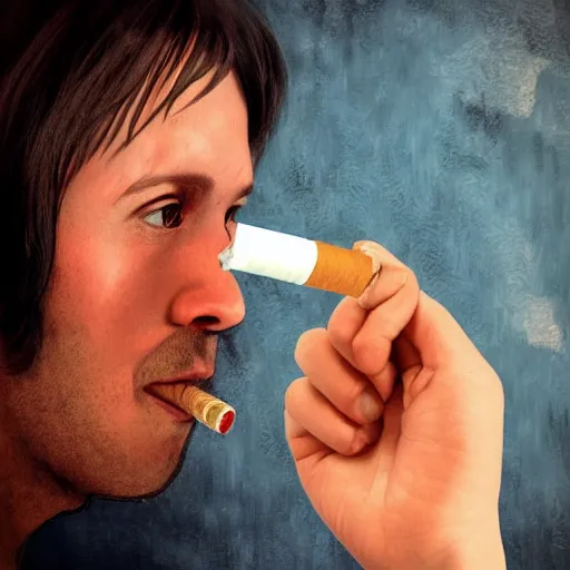 Image similar to cigarette in hand, hyper realistic