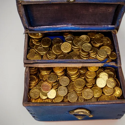 Prompt: a treasure chest full of gold coins and gems