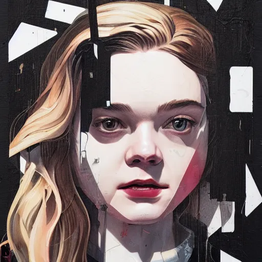 Image similar to Elle Fanning as The Punisher picture by Sachin Teng, asymmetrical, dark vibes, Realistic Painting , Organic painting, Matte Painting, geometric shapes, hard edges, graffiti, street art:2 by Sachin Teng:4