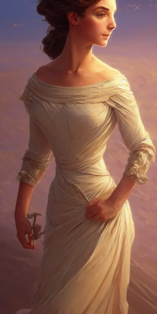 Prompt: mayors beautiful daughter, elegant dress, sand, intricate, highly detailed, digital painting, artstation, concept art, smooth, sharp focus, illustration, Unreal Engine 5, 8K, art by artgerm and greg rutkowski and alphonse mucha, by Jesper Ejsing