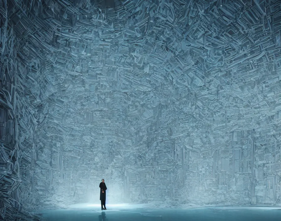 Prompt: Theatrical scenery, big white !!!beautiful head of maniquen!!! on stage, humanity like data structure on background, white color minimal teatrical decoration, theatrical stage concept. Royal Court Theater in London. octane rendering, cinematic, octane rendering, 8k, depth of field, bokeh. iridescent accents. vibrant. teal white and blue color scheme