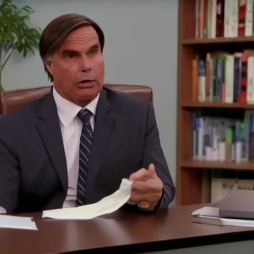 Prompt: jair messias bolsonaro in an episode of the office