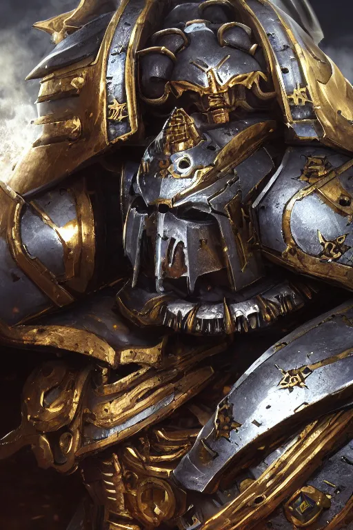 Image similar to armor portrait heros warhammer 4 0 k horus heresy fanart - the primarchs emperor by johannes helgeson animated with vfx concept artist & illustrator global illumination ray tracing hdr fanart arstation zbrush central hardmesh 8 k octane renderer comics stylized